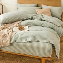 100 cotton old coarse cloth bed four piece cotton spring summer summer bed sheet quilt cover summer flagship children