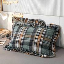 Cotton Scrub Pillow Case A Pair Cotton Pillow Cover 100 Cotton Latex Adult Thick Large Net Red Men