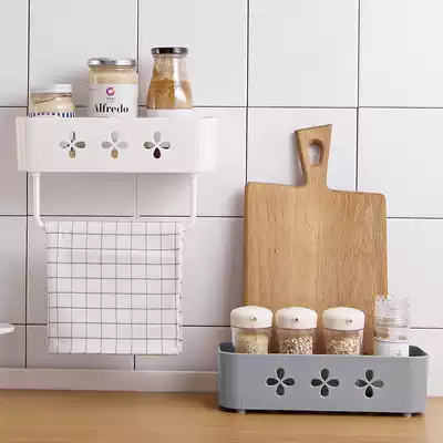 USIJU wall-mounted kitchen rack Punch-free seasoning storage rack Rag rack Plastic seasoning tank rack