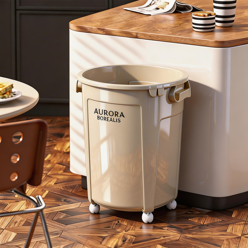 Japanese Kitchen-Specific Trash Can, Large Capacity, with Wheels, Movable, Stylish, for Home Use in Living Room and Bedroom, New Model