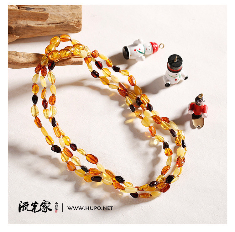 Stream Light Home Quality Rainbow Multi Treasure Baby Chain Bambeado Children Long Tooth Chain Natural Amber Honey