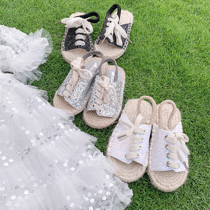 Yangmeijia children's shoes 2022 summer new girls' all-match sequin sandals baby fashion slippers