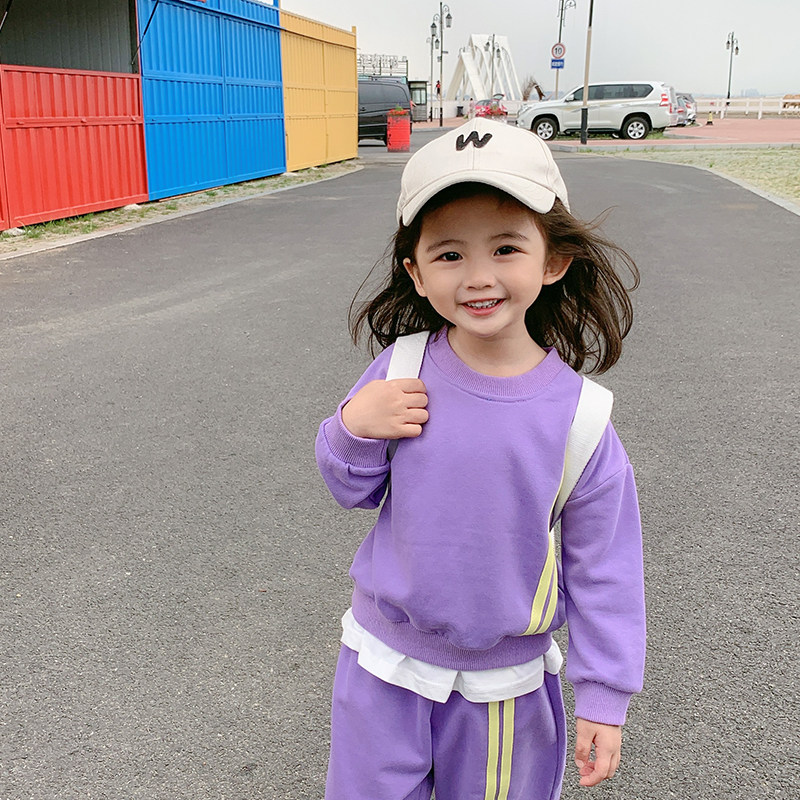 Yang Mejia Children's Clothing 2021 Autumn Clothing New Small And Medium Girl Foreign Pie Suit Baby Casual Han Edition Two Sets