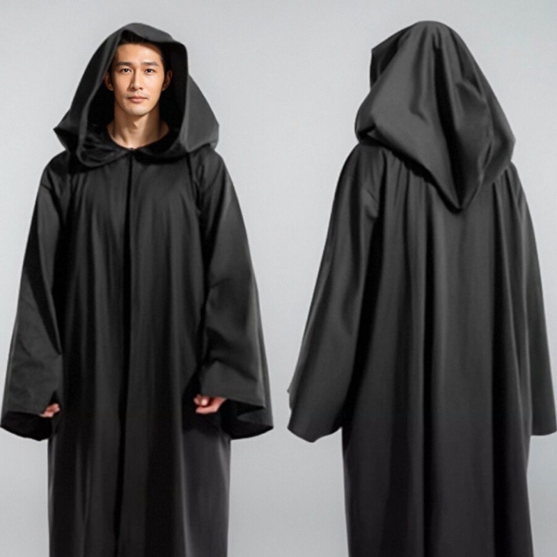 Halloween Oversized Hooded Cloak for Adults, Loose and Baggy Long-Sleeved Robe, Cosplay Wizard Death Cloak