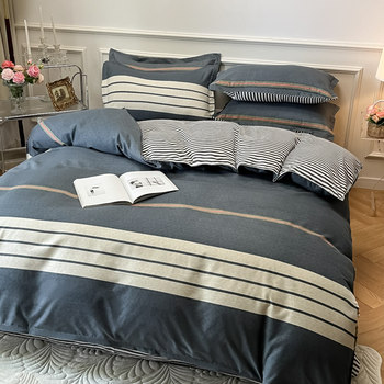 4-piece bed sheet set pure cotton simple factory direct sale