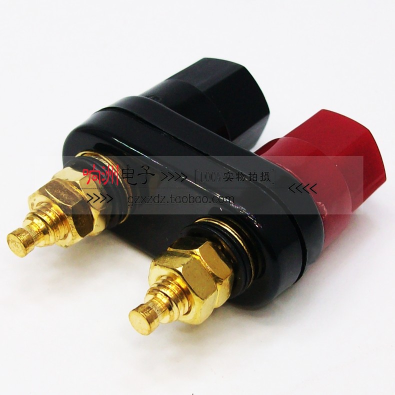 Pure copper gold-plated red and black one-piece terminal power amplifier double terminal terminal audio 4MM banana socket