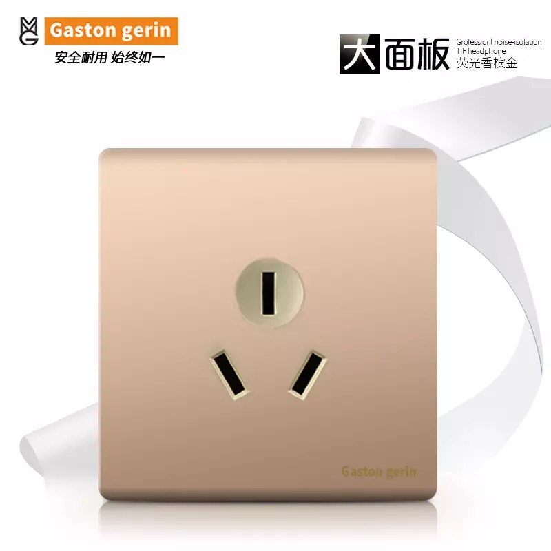 Meilan Riland 86 type socket large plate frameless champagne gold high-power water heater air conditioning plug 16A three-hole panel