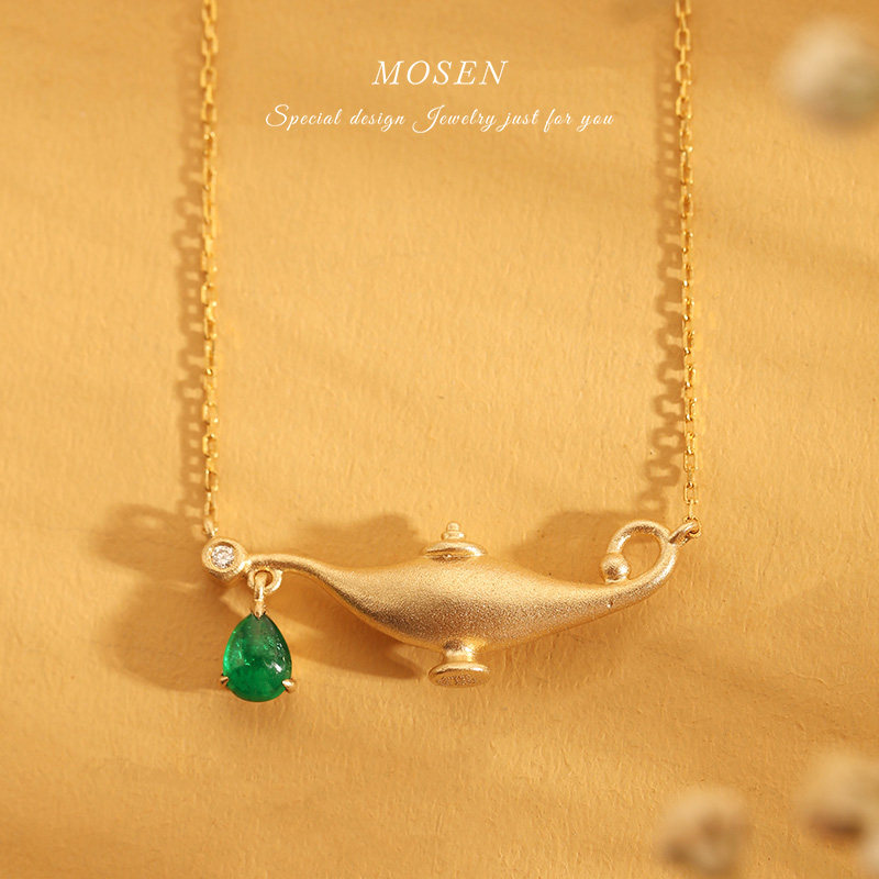 Last Sen Mosen jewelry lamp necklace 18K gold embedded grandmother diamond pendant female luxury custom