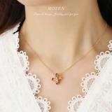 末森 Ювелирное украшение, радужное ожерелье, инкрустация камня, сапфировая подвеска, золото 750 пробы, легкий роскошный стиль, делается под заказ