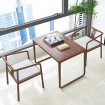 New Chinese North American black walnut tea table and chair combination small apartment balcony leisure table desktop computer desk desk
