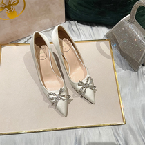  White main wedding shoes wedding shoes bridal shoes two wear not tired feet high heels womens thin heels 2021 new bridesmaid single shoes