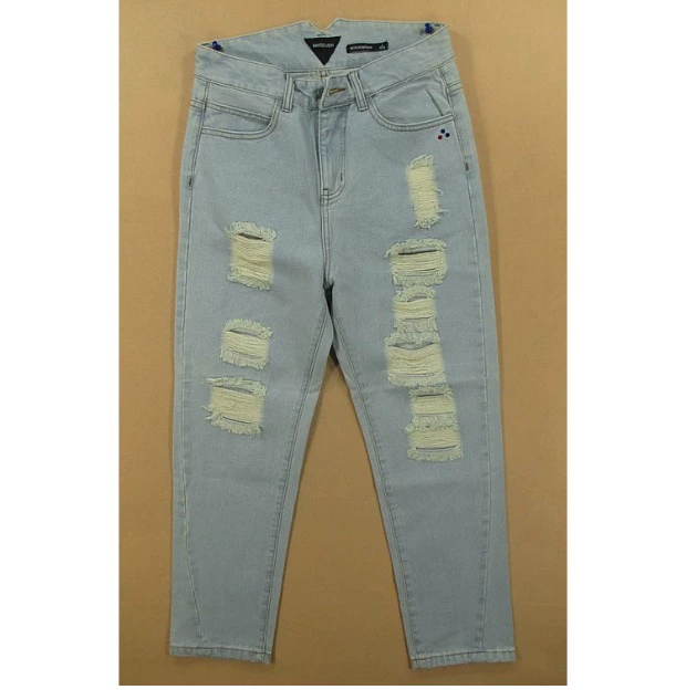Quần jeans ống rộng 30 yard bf lỗ cũ cá tính thời trang cặp đôi mới mỏng thẳng * L49 / 81A-22