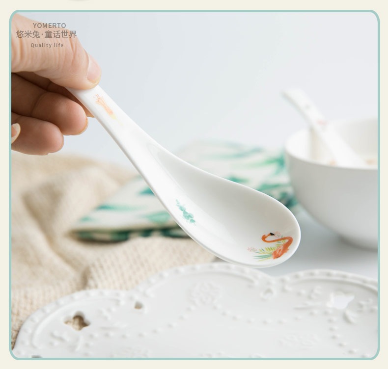 Yomerto spoon ceramic household big spoon, spoon, ladle smaller spoon handle large ipads China porridge spoon porridge