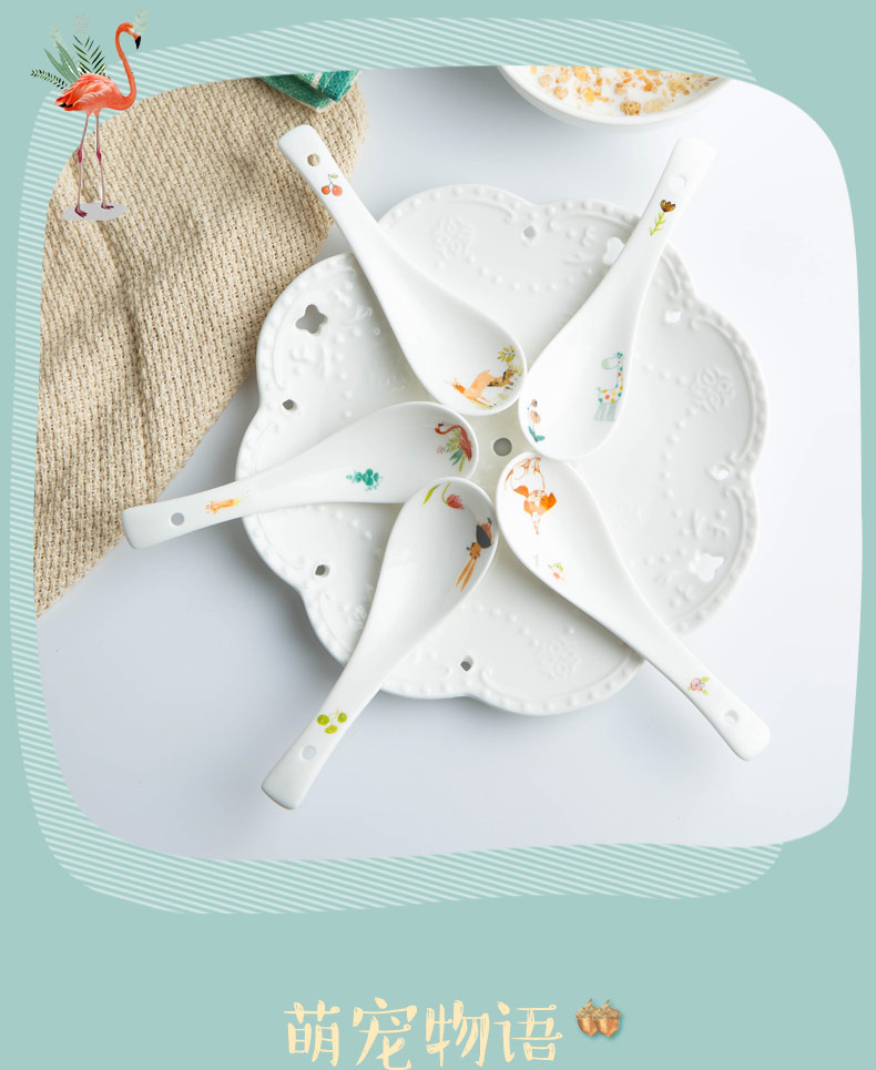 Yomerto spoon ceramic household big spoon, spoon, ladle smaller spoon handle large ipads China porridge spoon porridge