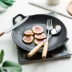 Dao thép không gỉ dao nĩa và nĩa đũa ba mảnh nĩa trái cây nĩa cầm tay kiểu Nhật cầm tay bằng gỗ - Đồ ăn tối