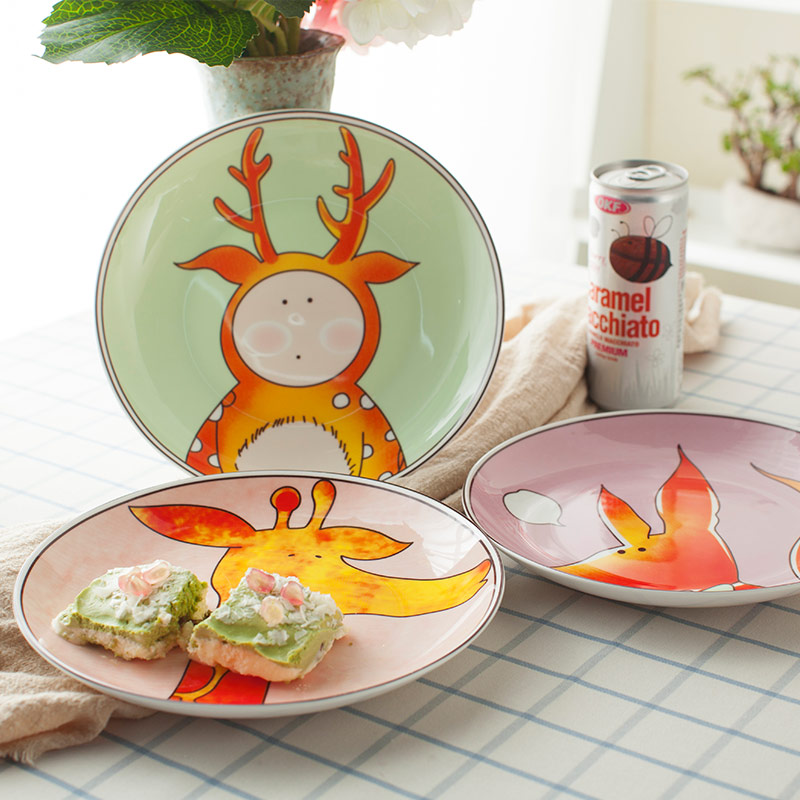 Yomerto plate beefsteak children cartoon ceramic creative dessert dish dish dish dish household utensils