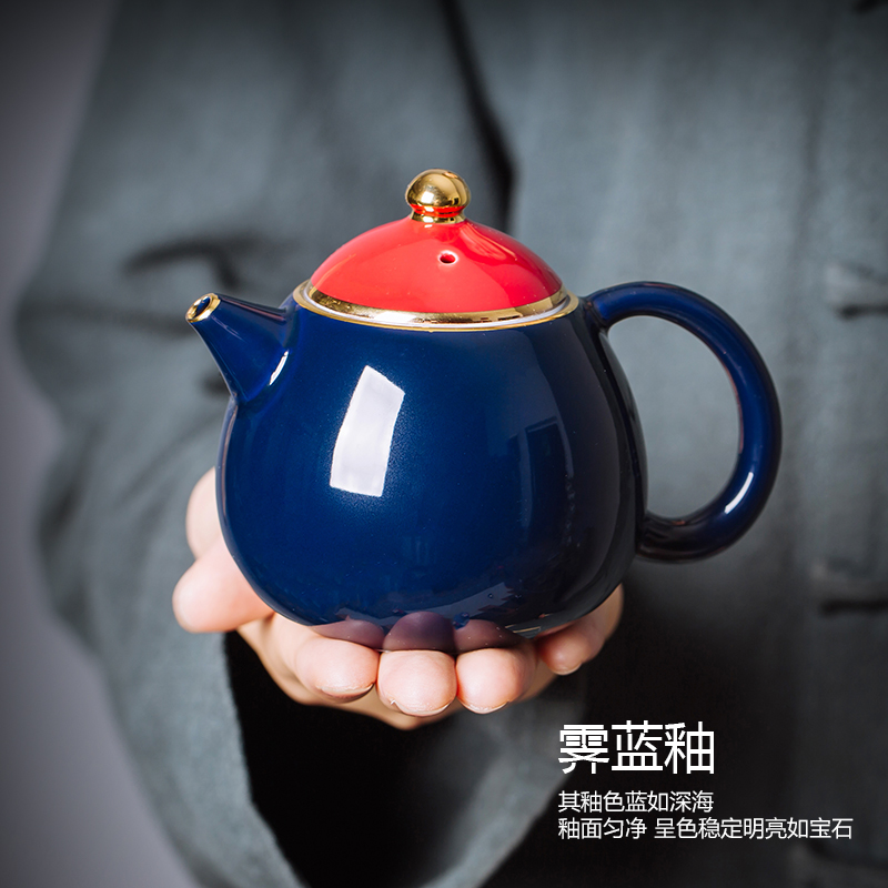 Ceramic tea set home sitting room visitor kunfu tea tea set contracted tea pot lid bowl of tea cups of a complete set of