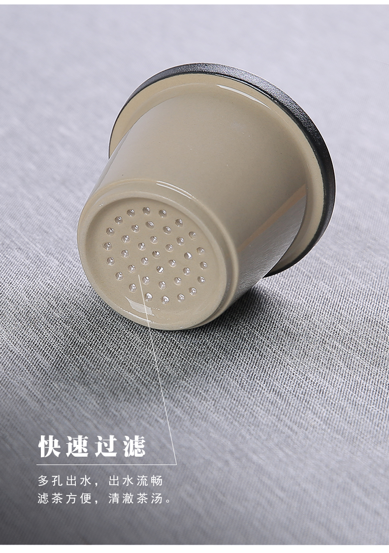 Creative wooden handle ceramic tea cup with lid separation filter cup tea cup flower tea custom office cup