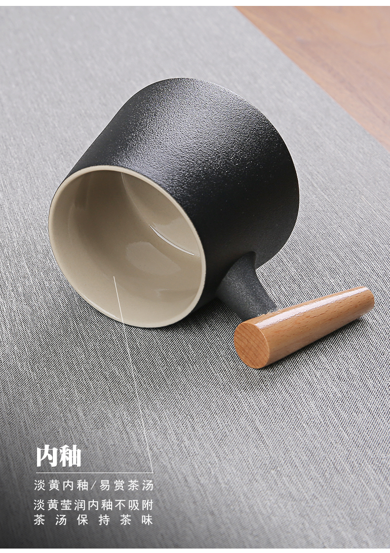 Creative wooden handle ceramic tea cup with lid separation filter cup tea cup flower tea custom office cup