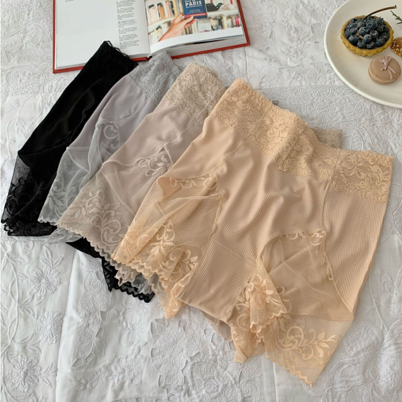 2 Dress Sexy Lace Side Safety Pants Mid Waist Soft And Breathable Striped Cotton Underpants Flat Corner Lady Briefs-Taobao