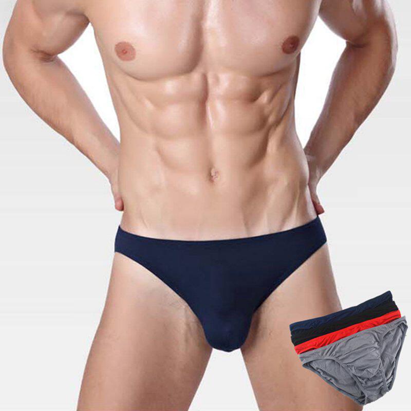 4 Pack Sexy Small Briefs Men's Thong Low Waist Comfortable Soft Bamboo Fiber Men's Underwear