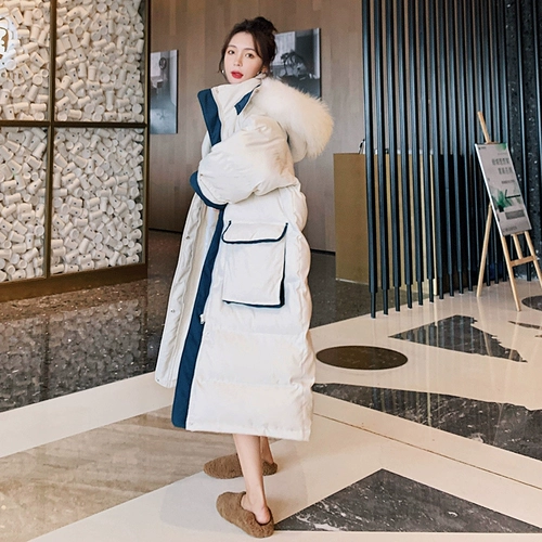 Пуховик с пухом, зимняя синяя куртка для школьников, 2020 года, средней длины, в корейском стиле