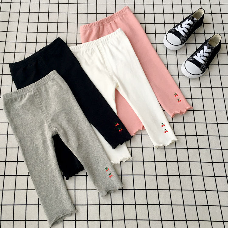 Little girl children's outer wear thin section little girl white baby pants female baby foreign style spring and autumn cotton underwear