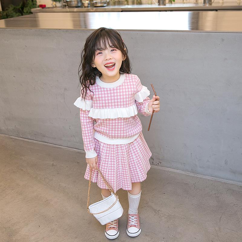Hong Kong Korean children's suit autumn new girls sweater suit skirt princess knitted sweater girl baby skirt