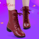 红莉人 Демисезонная обувь, танцующие высокие туфли, ботинки, из натуральной кожи, мягкая подошва