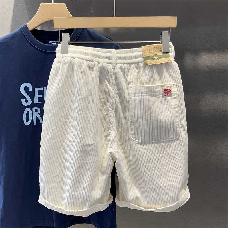 American-Style Heavy Vintage Corduroy Casual Shorts for Men, Summer Thin Trendy Brand White Pants, Men's Five-Point Mid-Length Shorts American-Style Heavy Vintage Corduroy Casual Shorts for Men, Summer Thin Trendy Brand White Pants, Men's Five-Point Mid-Length Shorts