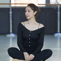 Dance by my law V-neck single-breasted tight-fitting rhyme training teacher uniform Classical modern yoga ballet bottoming shirt women