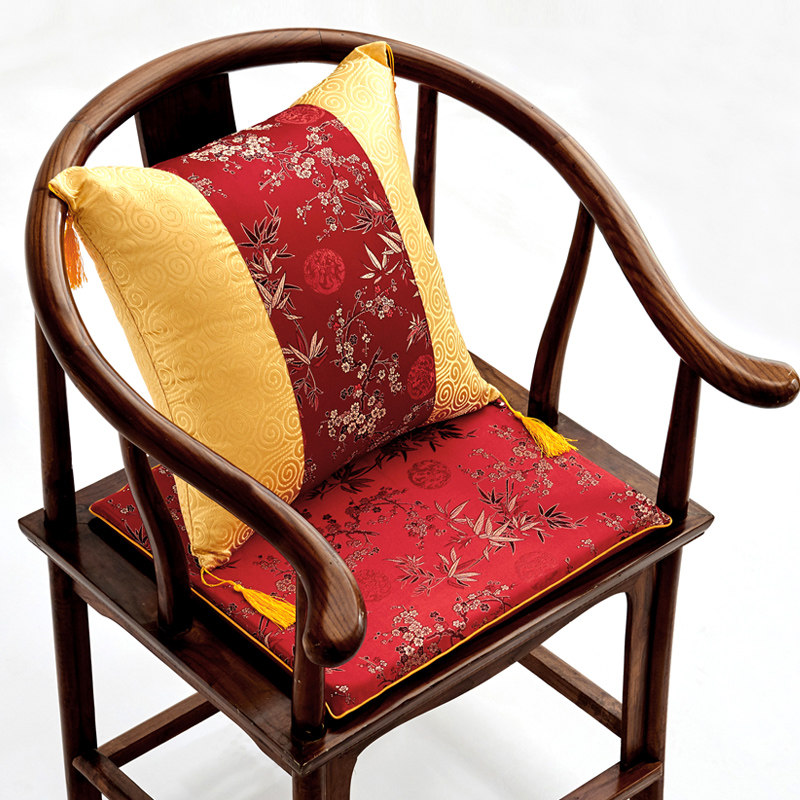 Mahogany chair cushion solid wood sofa cushion Chinese style big red brocade tea house chair cushion removable and washable non-slip 50X40