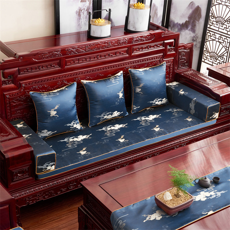 New Chinese sofa cushion solid wood Arhat bed mahogany furniture cushion non-slip removable and washable 123-bit long cushion custom