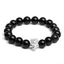 999 sterling silver zodiac Obsidian bracelet male Korean version tide couple female student transporter natural crystal jewelry