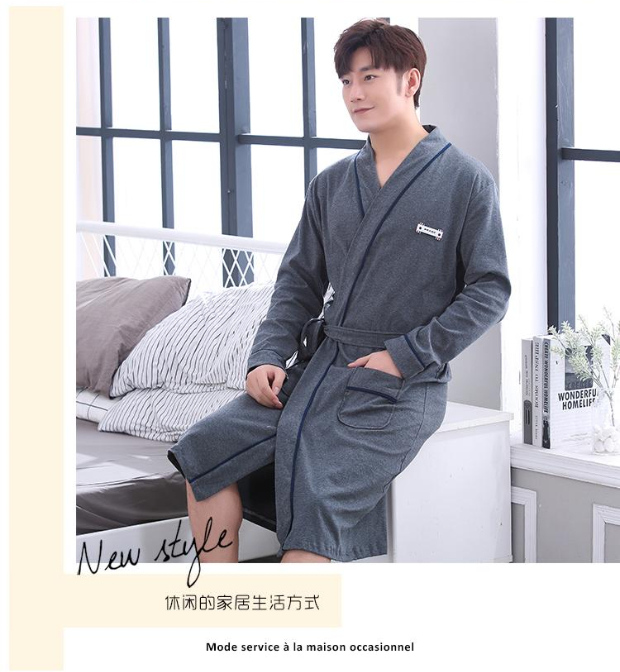 Áo choàng dài tay mùa xuân và áo choàng dài cho nam đồ ngủ nữ mùa đông