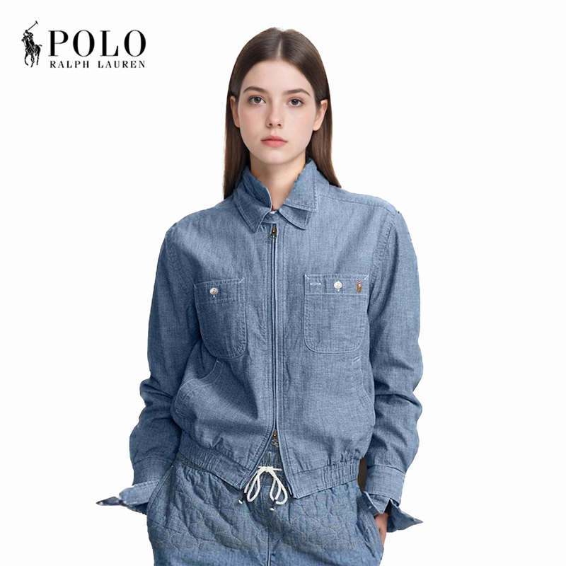 Polo Ralph Lauren Adult New Model Horse Logo Embroidered Lapel Denim Jacket
