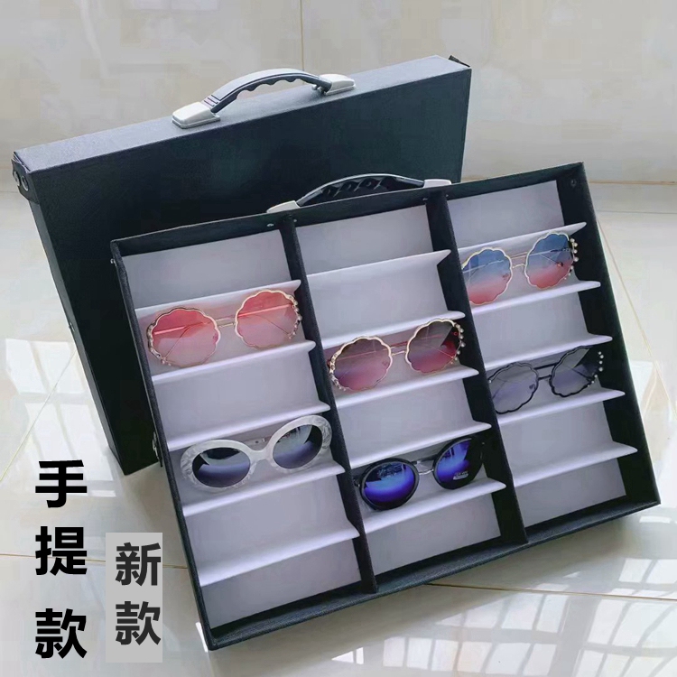 Free Shipping Portable Glasses Display Box 18 Slots 12 Slots Glasses Storage Box Sunglasses Stand Counter Display Rack