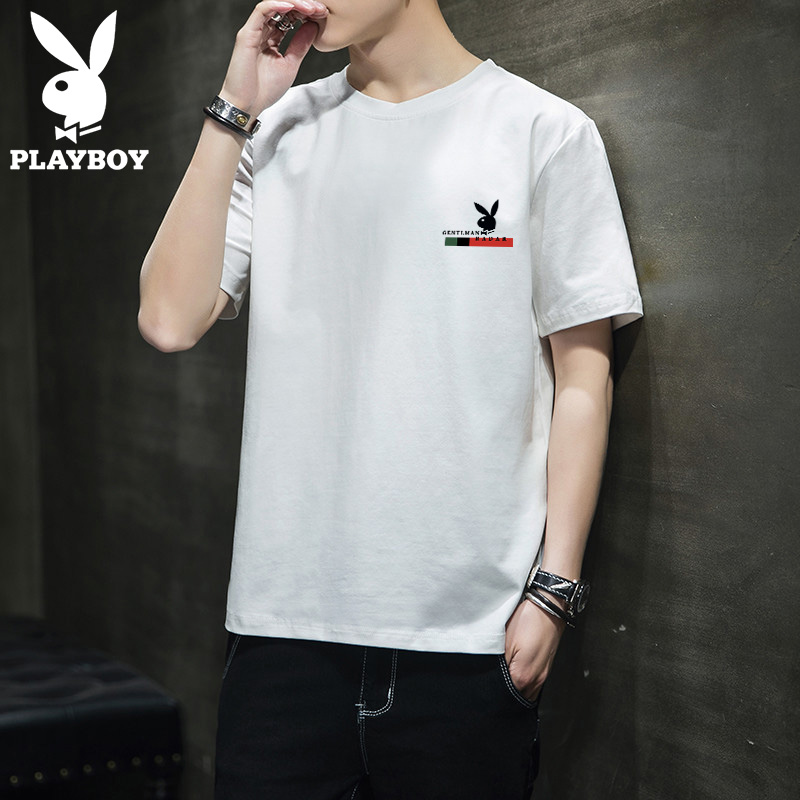 Playboy flagship ngắn tay áo thun nam Hàn Quốc phiên bản xu hướng nam giới mùa hè mùa hè mỏng T sinh váy tuổi teen