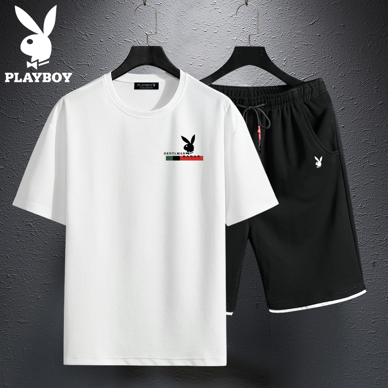 Playboy đầu mùa hè phù hợp với người đàn ông của nam giới thời trang giản dị loose-fitting áo thun sinh viên tuổi teen ngắn tay áo thun T