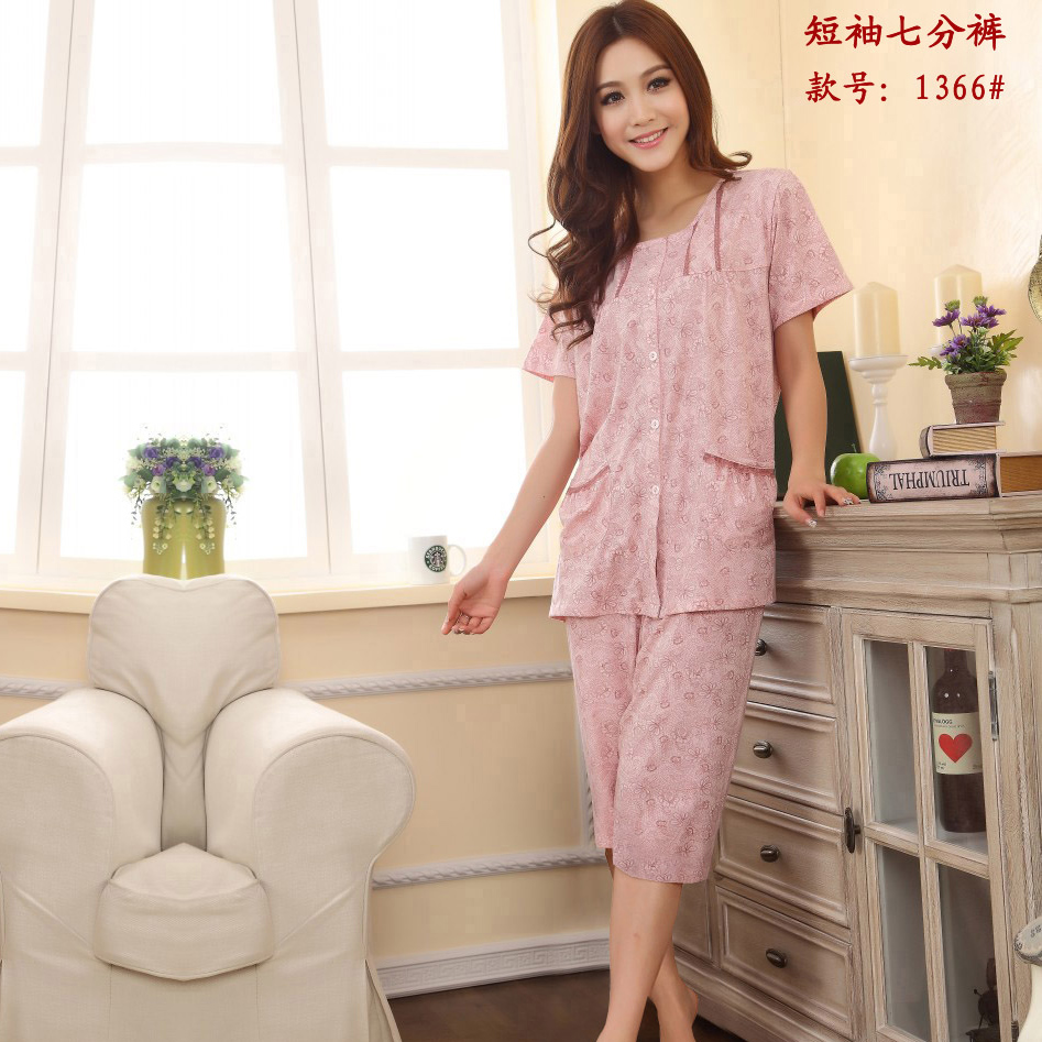 Extra large đồ ngủ phụ nữ mùa hè cotton ngắn tay cộng với phân bón cộng với lớn chất béo mm200 kg trung niên dịch vụ nhà phù hợp với 5XL