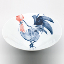 Lushuishanfang Zen Hui Jing blue and white glaze red gentlemans wind big sea bowl tea ceremony flower