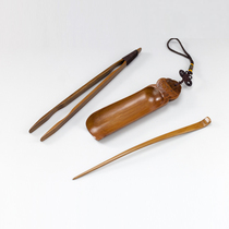 Lushuishanfang Taiwan handmade bamboo carving tea device Liao Yi male-made Ruyi teaspoon set