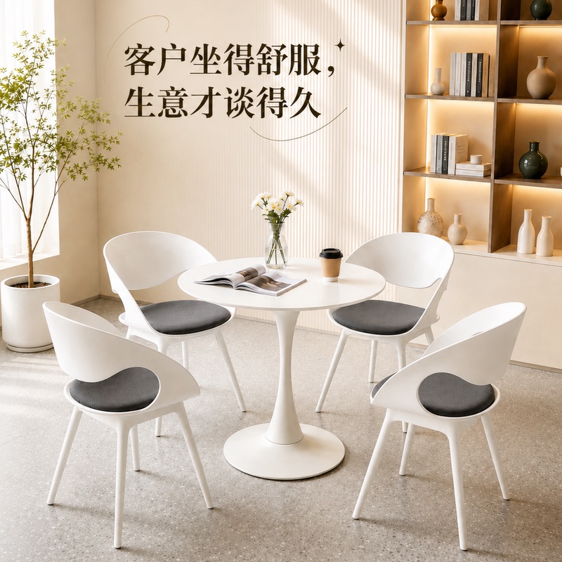 Negotiation Table and Chair Set, Rest Area, Reception, Small Round Table with Chairs, White Slate Reception Table, Manicure Table Set