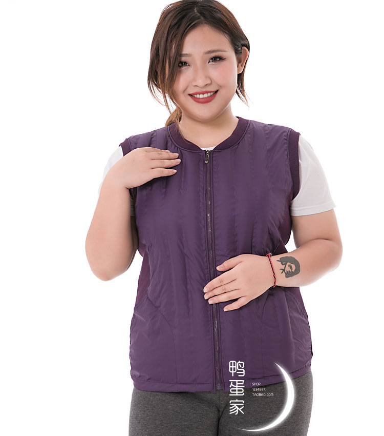 Áo vest nữ cỡ lớn mm cộng với phân bón 200 kg xuống áo vest cotton ngắn phần trung niên chị béo cộng với nhung áo khoác nữ form rộng