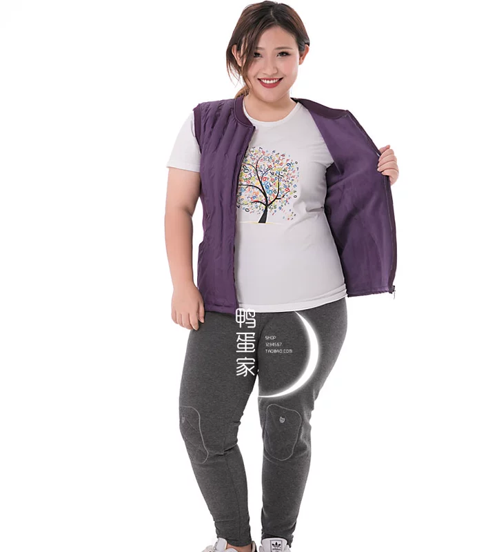 Áo vest nữ cỡ lớn mm cộng với phân bón 200 kg xuống áo vest cotton ngắn phần trung niên chị béo cộng với nhung