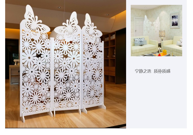 Màn hình vách ngăn hiên phòng khách thời trang màu trắng chạm khắc màn hình cửa hàng cửa sổ nền màn hình con bướm rỗng - Màn hình / Cửa sổ khung bao cửa gỗ
