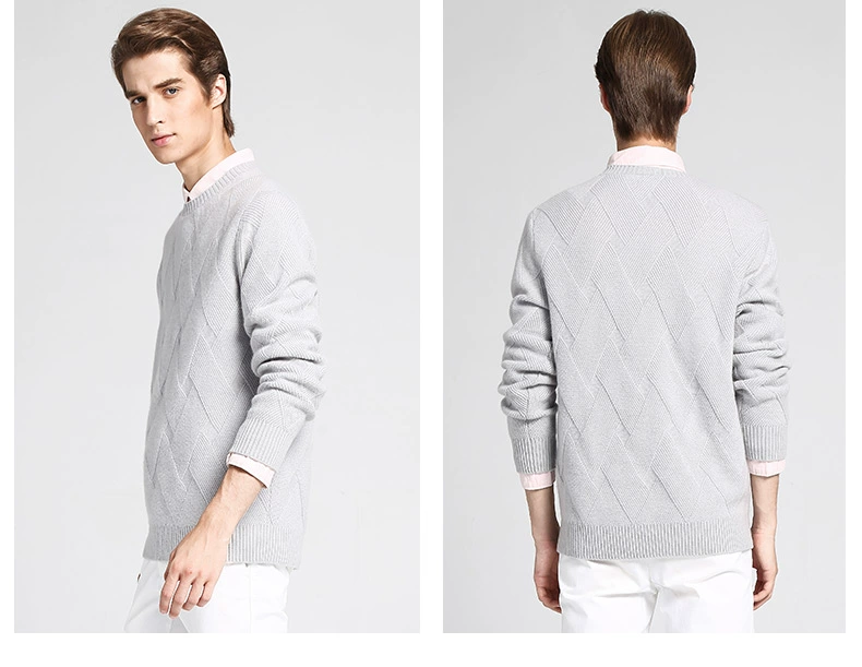 Pipi dog 2018 đầu mùa xuân người đàn ông mới của dệt kim cashmere áo len cổ tròn tổ chức máy tính mô hình kim cương áo thun áo thun dài tay nam