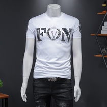 Han Edition Trend Easing 100 Lap Pure Color Fashion Hit Bottom Blouses Street Casual Spring Men Short Sleeve T-shirt Print T
