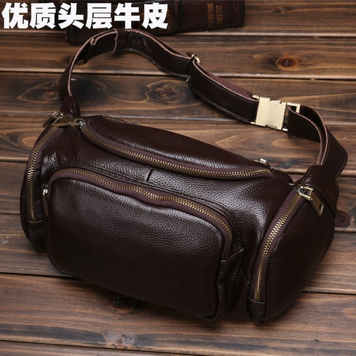 Нагрудная сумка, кожаная вместительная и большая поясная сумка, водонепроницаемая спортивная сумка на одно плечо, из натуральной кожи, воловья кожа