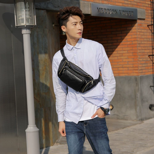 Нагрудная сумка, кожаная вместительная и большая поясная сумка, водонепроницаемая спортивная сумка на одно плечо, из натуральной кожи, воловья кожа